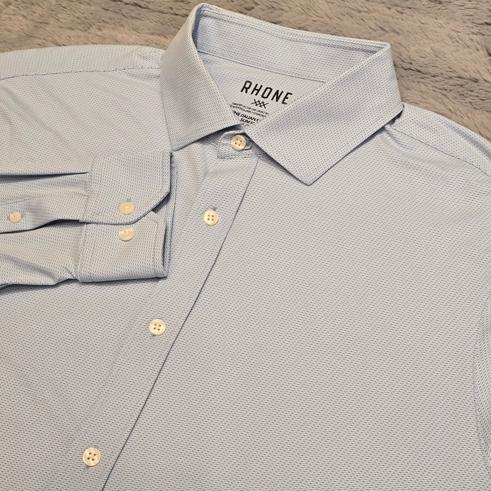 Rhone Commuter Shirt Mens XL Light Blue Slim Fit Button Down Italian Fabric